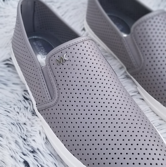 Michael Kors Perforated Gray Slip Ons NEW - Picture 3 of 8